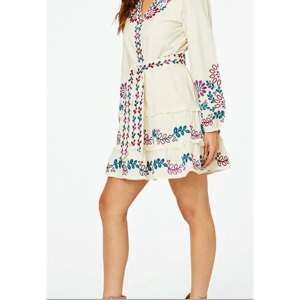 New Anthropologie Women's XL Roller Rabbit Naema Embroidered boho Mini Dress - Picture 3 of 10